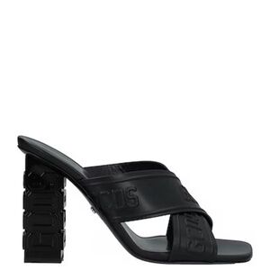 GCDS Black Women's Sandals debossed-logo details mules size 37